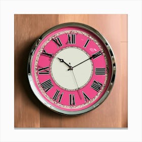 Pink Clock With Beautiful Designs And Numbers 2 Canvas Print