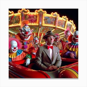 Clowns In Carousel Canvas Print