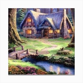 Cottage In The Woods Canvas Print