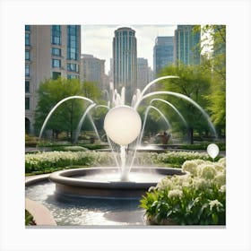 Fountain In Chicago Canvas Print