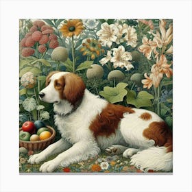 Easter Dog, william Morris art style Canvas Print