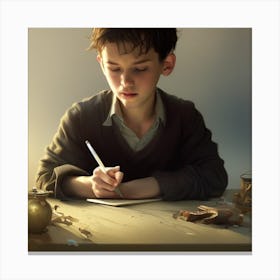 Boy Writing 1 Canvas Print