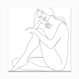 Nude Woman Sitting On The Floor Canvas Print