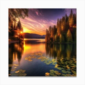 Sunset Over Lake 26 Canvas Print