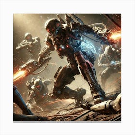 A Detailed And Intense Scene Depicting Close Quarters Combat Of The Martian Shock Troopers Canvas Print