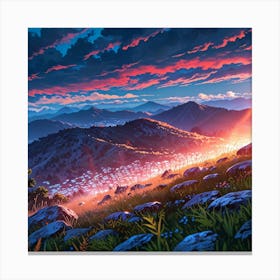 Sunset On A Hill Canvas Print