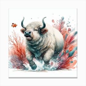 Cow Watercolour Art Print 4 Canvas Print