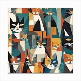 Cats In A Row Canvas Print