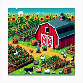 8-bit farmyard 1 Canvas Print