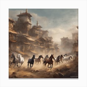 Horses In The Desert Canvas Print