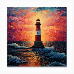 Lighthouse At Sunset 24 Canvas Print