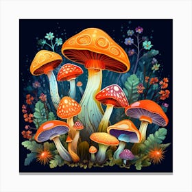 Mushrooms In The Forest 72 Canvas Print