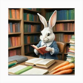 Rabbit Reading Book 2 Canvas Print