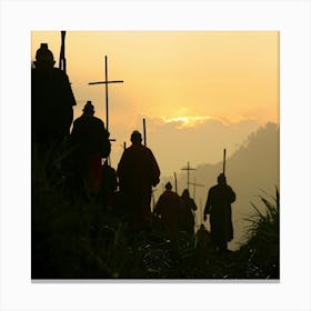 People Walking On A Hill Canvas Print