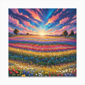 Sunset In The Meadow 1 Canvas Print