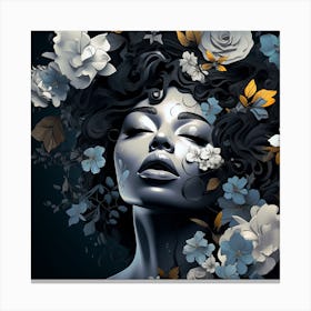 Black Woman With Flowers 11 Canvas Print