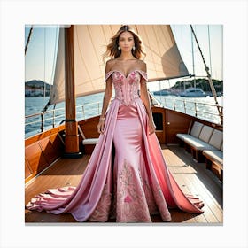 Woman In A Pink Dress Canvas Print