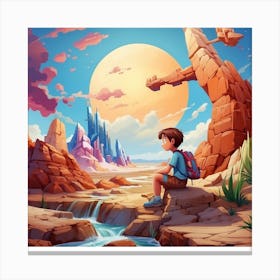 Boy In The Desert Canvas Print