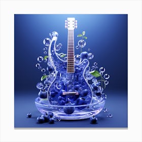 Blue Guitar In Water Canvas Print