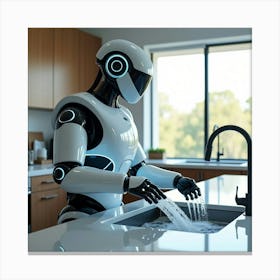 Flux Dev A Sleek And Modern Smart Robot With A Silver And Glas 0 Canvas Print