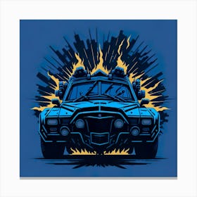 Car Blue Artwork Of Graphic Design Flat (126) Canvas Print