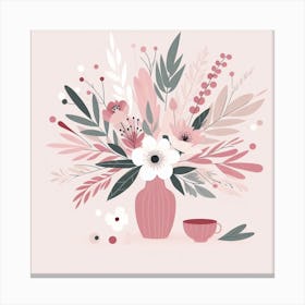 Scandinavian style, Pink bouquet 3 Canvas Print