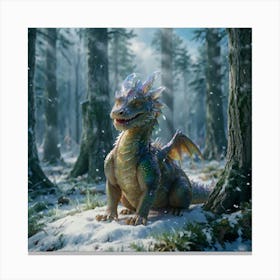 Dragon In The Snow Canvas Print