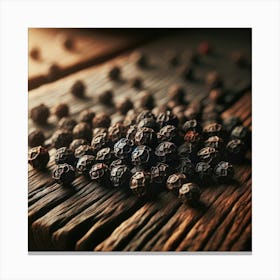 Black Pepper On Wooden Table 1 Canvas Print