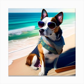 Dog On The Beach Canvas Print