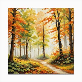 Forest In Autumn In Minimalist Style Square Composition 85 Canvas Print