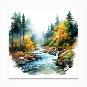 Watercolor Of A River 8 Canvas Print