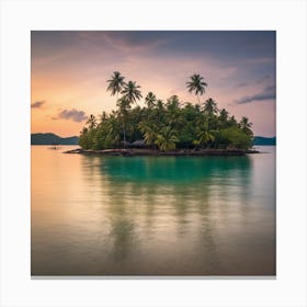 Sunset On A Tropical Island Canvas Print