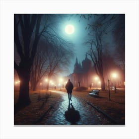 Portrait Of A Man Walking At Night 1 Canvas Print