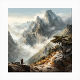 Chinese Mountains Landscape Painting (117) Canvas Print