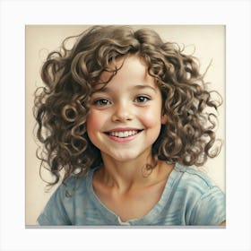 Portrait Of A Girl With Curly Hair Canvas Print