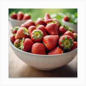 Fresh Ripe Delicious Strawberries In Bowl Healthy Food And Vegetarian 3 Canvas Print