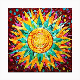 Mosaic Sun A Sun Created From A Mosaic Of Small Tiles 12 Canvas Print