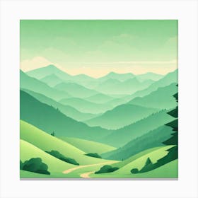 Misty mountains background in green tone 10 Canvas Print