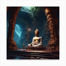 Buddha In Cave Canvas Print