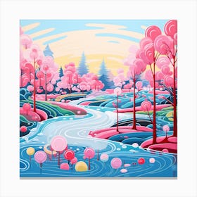 Pink Trees In The Forest Canvas Print