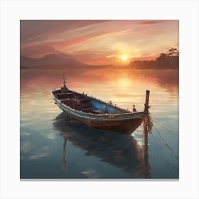 Sunset Boat Canvas Print