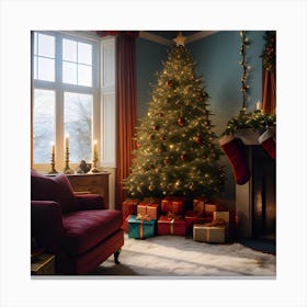 Christmas Tree In The Living Room 2 Canvas Print