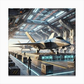 A Sci Fi Depiction Horizon Carrier Fighter Compact Frame Canvas Print