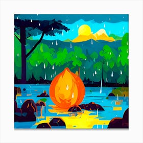 Fire In The Rain Canvas Print