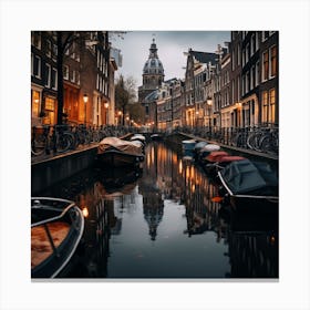 Amsterdam Canal In Early Evening Light Canvas Print