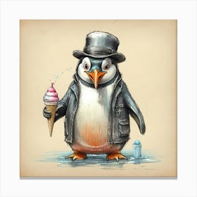 Ice Cream Penguin Canvas Print