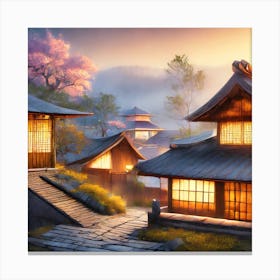 Firefly Rustic Rooftop Japanese Vintage Village Landscape 69709 Canvas Print