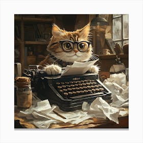 Funny Cat Writer Vintage 1 Canvas Print