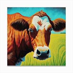 Cow In The Field Canvas Print