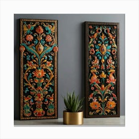 Two Carved Wall Panels Canvas Print